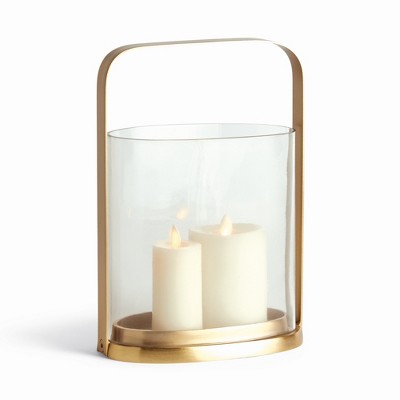 Plum & Post Aila Hurricane Small - Gold Glass Candleholder
