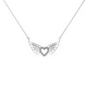 Haus of Brilliance Silver Pave-Set Diamond Accent Fairy Wing Heart Pendant Necklace - 2 of 4