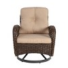3 Piece Rattan Metal Patio Bistro Set,Outdoor Wicker Patio Conversation Set with Cushions,Coffee Table and 2 Swivel Rocker Chairs Set-Coolbibila - 3 of 4