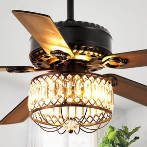 Kviflon 52 Inches Downrod Crystal Ceiling Fan with Light, different Decor Style,for Kitchen,Dining Room,Bedroom - 1 of 4