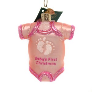 Old World Christmas 3.25 In Pink Baby Onesie Ornament First Christmas Tree Ornaments - 1 of 3