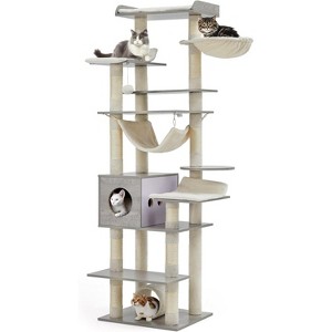 Cat Tree for Large Cats, Features Scratching Post, Cat Condo, Platforms, Tunnel, Hammock, Food Station & Bowls - 1 of 4
