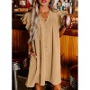 Coolmee Women Summer Mini Dress V Neck Ruffle Cap Short Sleeve Short Dress Casual Flowy Pleated A Line Sundress with Pockets - 3 of 4