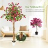 Artificial Bougainvillea Tree, Tall Potted Fake Tree Indoor, Faux Tree with Wood Trunk and Pink Flowers for Outdoor - 3 of 4