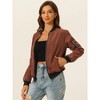Allegra K Women's Bomber Jacket Casual Lightweight Zip-Up with Pockets - 2 of 4