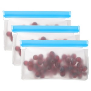 Unique Bargains Reusable Leakproof Zip PEVA Freezer Food Storage Bags 3 Pcs - 1 of 4
