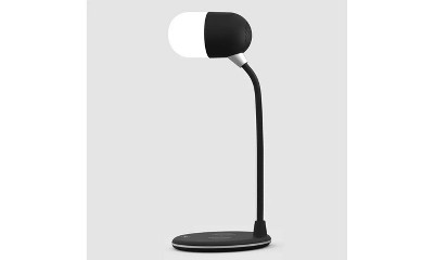 Link 3 In 1 Led Desk Lamp Wireless Charging With Bluetooth Hd Music Speaker  - Great For Bedrooms, Dorms, Offices And Man Caves - Black : Target