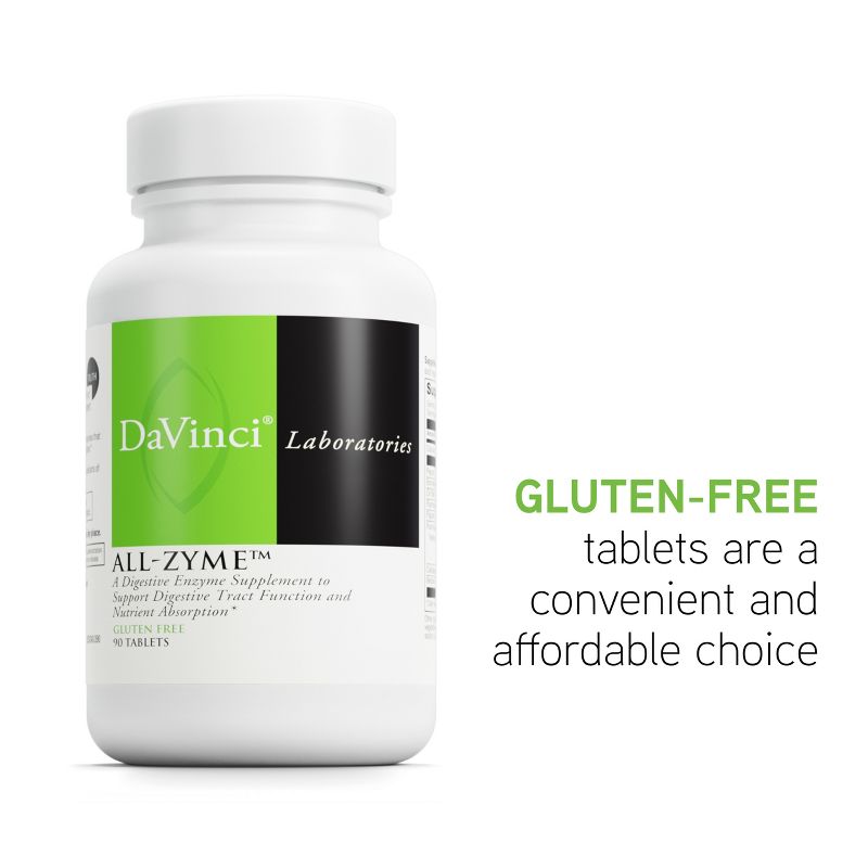 DaVinci Labs All-Zyme - Dietary Supplement to Support Digestive Tract Function and Nutrient Absorption* - Gluten-Free - 90 Tablets, 5 of 7