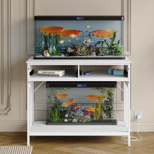 40-50 Gallon Aquarium Stand, Heavy Duty Fish Tank Stand with 2 Drawers, Entryway Consoles Table with Metal Frame, Large Turtle Tank Stand, Black - 1 of 4