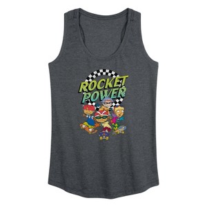 Women's Rocket Power Finish Line Graphic Racerback Tank - Heather Charcoal - X-Large - 1 of 4