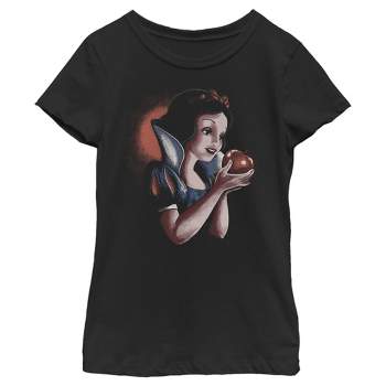 Girl's Snow White and the Seven Dwarfs Eating Apple Portrait T-Shirt