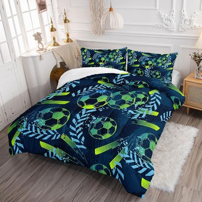 Luupatchy Green Football Comforter Bedding Set with 1 Comforter 2 Pillowcase,Twin