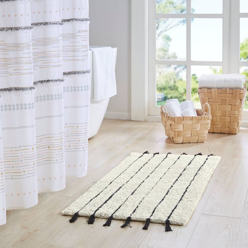 32"x20" Arbor Striped Tassel Cotton Tufted Rug - Ink+Ivy, 3 of 11