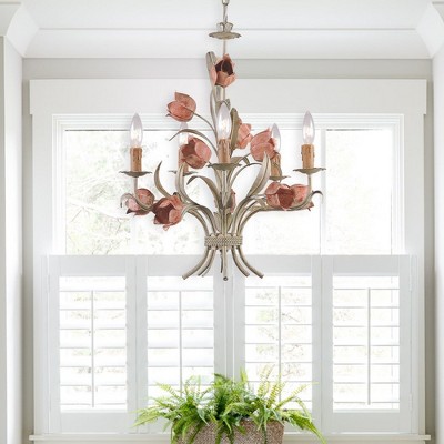 Sage Rose 5-Light Floral Wrought Iron Chandelier