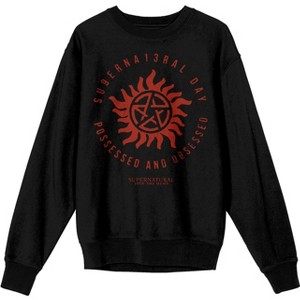 Supernatural Superna13ral Day Possessed And Obsessed Crew Neck Long Sleeve Black Unisex Adult Tee - 1 of 2