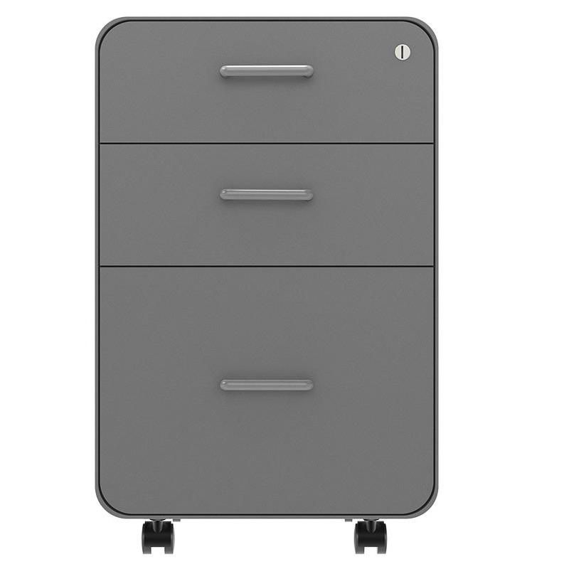 Monoprice Round Corner 3-Drawer File Cabinet - Gray With Lockable Drawer - Workstream Collection, 5 of 7