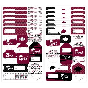 Big Dot of Happiness Maroon Grad Best is Yet to Come Assorted Burgundy Graduation Party Gift Tag Labels To and From Stickers 12 Sheets 120 Stickers - 1 of 4