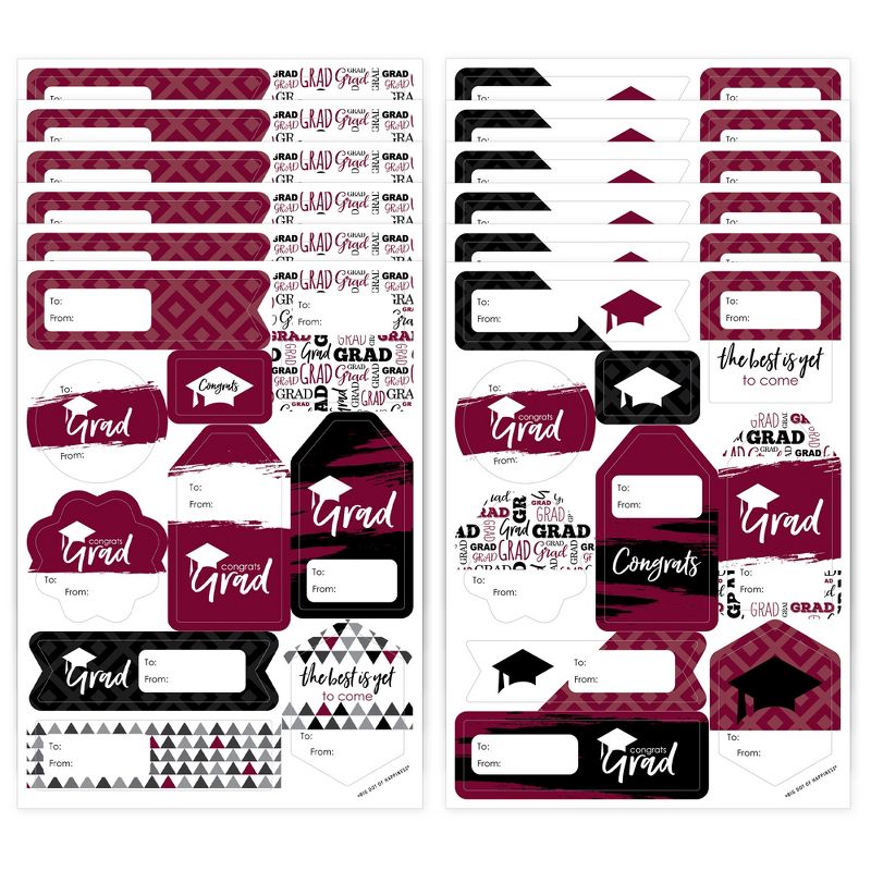 Big Dot of Happiness Maroon Grad Best is Yet to Come Assorted Burgundy Graduation Party Gift Tag Labels To and From Stickers 12 Sheets 120 Stickers, 1 of 10