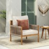 TiramisuBest Modern Outdoor Woven Lounge Chair with Solid Wood Frame & Cozy Cushions for Patio, Garden, or Balcony Relaxation,Teak - 3 of 4