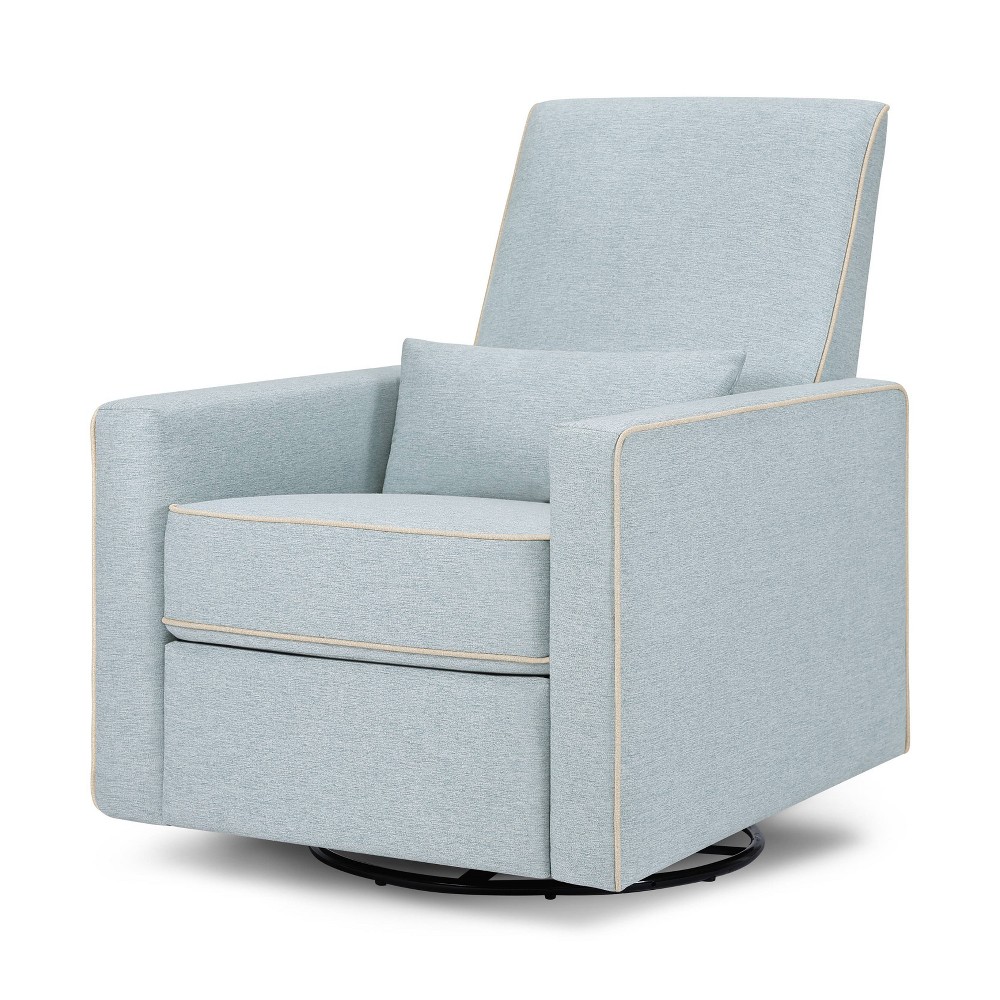 Photos - Sofa DaVinci Piper Recliner - Heathered Blue with Cream Piping 