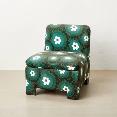 Chiesa Fully Upholstered Accent Chair Teal Floral Opalhouse designed with Jungalow