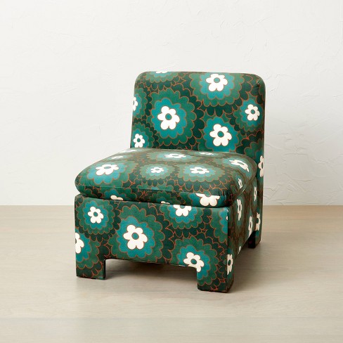 Teal chair with online ottoman