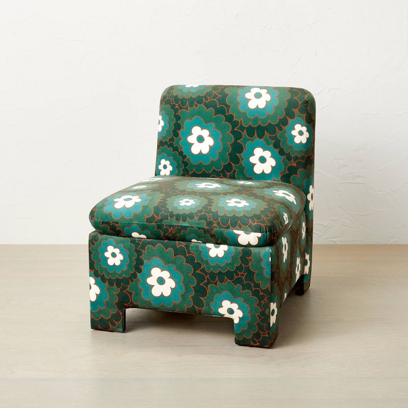 Chiesa Fully Upholstered Accent Chair Teal Floral - Opalhouse&#8482; designed with Jungalow&#8482;, 1 of 9