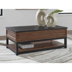 Signature Design by Ashley Kallari Lift Top Coffee Table with Storage, Warm Brown/Black - 1 of 4