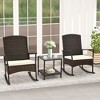 Tangkula 3 Pieces Rocking Wicker Bistro Set Outdoor Front Porch Rocker Chairs Conversation Set - 3 of 4