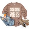 Autumn Vibes Block Distressed - Women's Garment Dyed Long Sleeve Graphic T-Shirt - 2 of 4