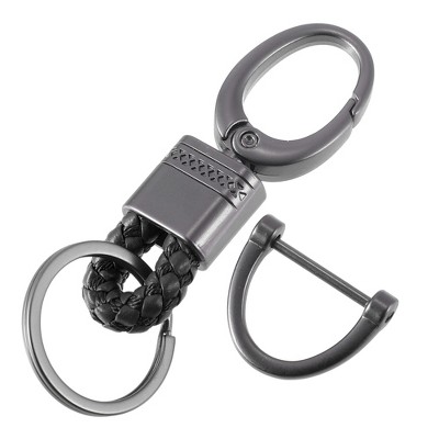 Unique Bargains Keychains Zinc Alloy Faux Leather 360 Degree Rotatable