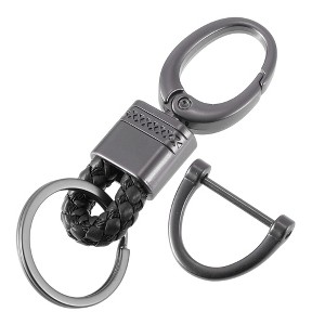 Unique Bargains Keychains Zinc Alloy Faux Leather 360 Degree Rotatable - 1 of 4