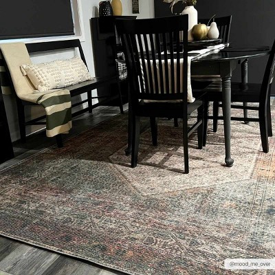 Hauteloom Olive Sariaya Distressed Washable Area Rug