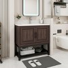 Bathroom Vanity With Ceramic Sink And Hot And Cold Faucet,Freestanding Bathroom Storage Cabinet With 2 Doors And Open Iron Shelf-Maison Boucle - 2 of 4