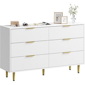 TackView Fluted Dresser with Drawers - Wooden Chest with Metal Handle & Feet for Bedroom, Living Room & Hallway - 1 of 4