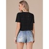 INSPIRE CHIC Women's V Neck Summer Tie Front Hollow Out Short Sleeve Crop Crochet Cardigan - 3 of 4