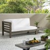 Christopher Knight Home Oana Outdoor Acacia Wood Left Arm Loveseat and Coffee Table Set with Cushion - 2 of 4