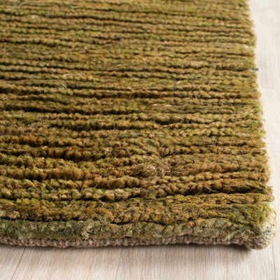 Handmade Tufted Green Wool Rectangular Rug 6' x 9'