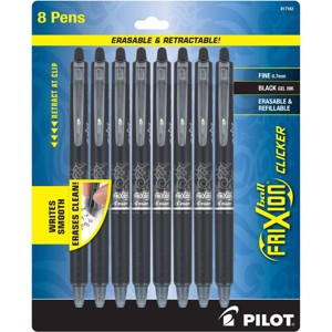 FriXion 8ct Pens Clicker 0.7mm Black: Erasable Gel Pens for Art & Office, Stationery with Eraser, Black Ink - 1 of 4