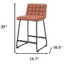 HomeRoots Set of Two 26" Brown And Black Faux Leather And Steel Counter Height Bar Chairs - 3 of 4