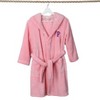 Personalized Linum Kids 100% Polyester SUPER PLUSH Double Brushed Hooded Bathrobe in Purple Bookman Font - 3 of 3