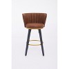 Gulches Mid-Century Swivel Upholstered Counter Height Bar Stools, Velvet Fabric, Brown, 26" H, Set of 2 - 3 of 4