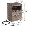 Gulches Gray 2 Drawers 15 in W Nightstand with Charging Station Open Shelf Wooden Side Table - 4 of 4