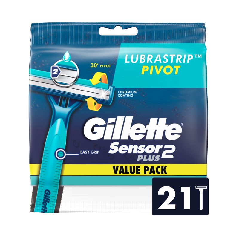 Gillette Sensor2 Plus Pivoting Head Disposable Razors - 21ct, 1 of 8