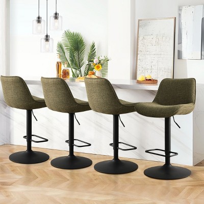 Modern Fabric Bar Stools with 360° Swivel and Adjustable Height, Padded Counter Stools for Kitchen Island or Home Bar-Maison Boucle