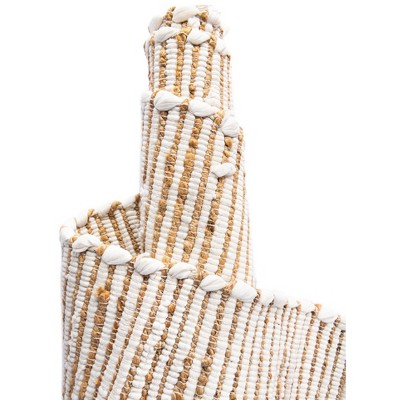 Handmade Beige/Ivory Braided Jute Rug 2' x 3' Indoor Stripe Design