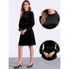 Allegra K Women's Velvet Smocked Waistline Long Sleeve Wedding Guest Dress - 2 of 4