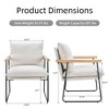 Modern Accent Chair, Comfy Chair with Removable Cushion, Vanity Chair with Wood Armrests for Living Room, Bedroom, White - 2 of 4