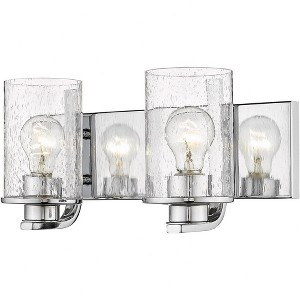 Beckett 2-Light Vanity Light - Dimmable Steel Fixture with Clear Seedy Glass Shades - 1 of 4