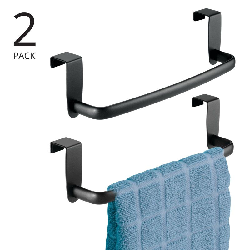 mDesign Steel Metal Over Cabinet Towel Rack Storage Organizer Bar, 2 of 9
